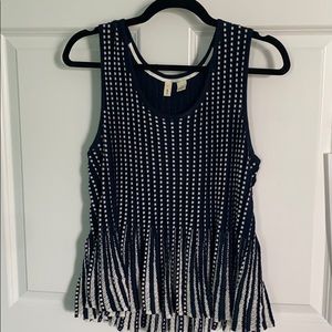 Anthropologie Navy and white peplum top